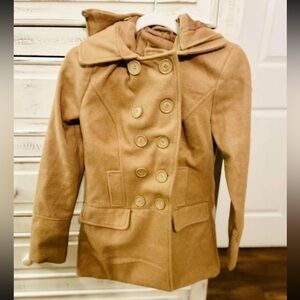 Women's Tan Double-Breasted Coat